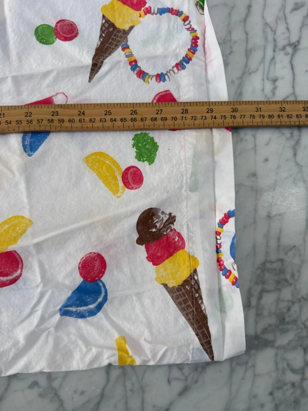 Rare Vermont Country Store Queen Flat Sheet Pillowcases Ice Cream Candy Taffy